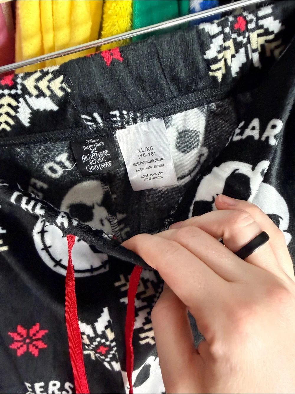 Disney Black and Red Jack Skellington Fleece Pajama Pants - Picture 3 of 5